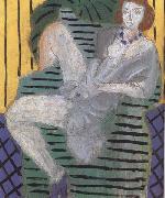Henri Matisse Woman in an Armchair Blue and Yellow Background (mk35) oil painting